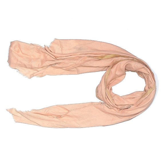 *Banana Republic Pastel Tangerine Orange Wide Taperd Finge Shawl Scarf - Picture 2 of 2